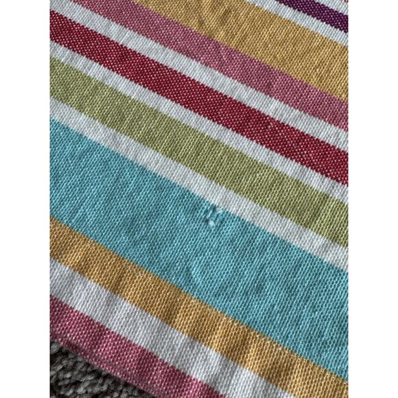 Pier 1 Table Runner Lot 2 Multicolored Striped Tassels Fringed 72" Bright Pink - Picture 14 of 14